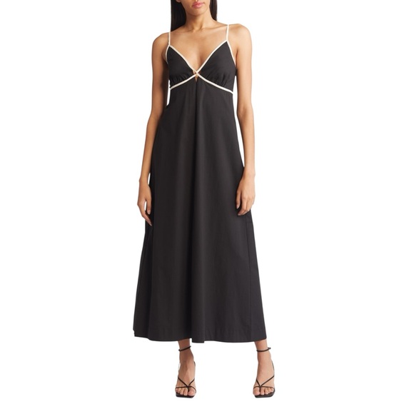 Rails Dresses & Skirts - Rails Jessa Cutout Maxi Dress Adjustable Straps Contrast Trim Black White M NWT